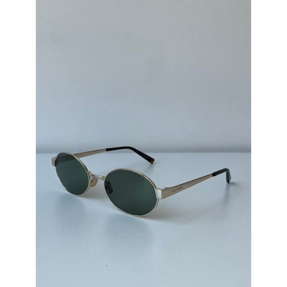 NEW Saint Laurent SL692 Oval Metal Sunglasses in Gold Green main image 8